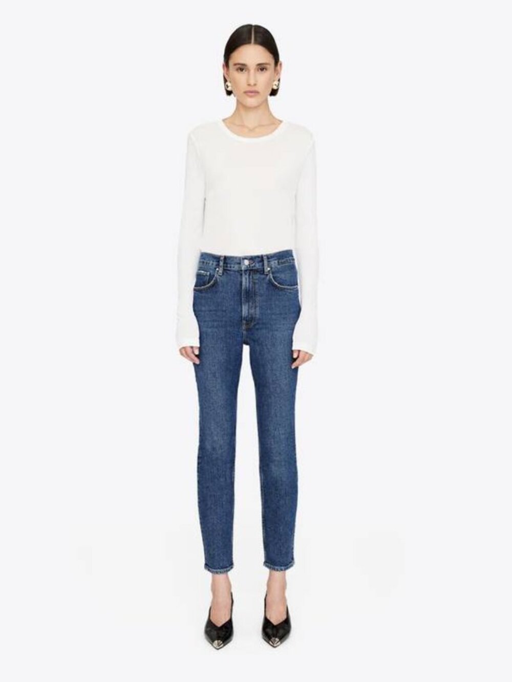 NEW ANINE BING Womens Samara High-Rise Slim Leg Jeans